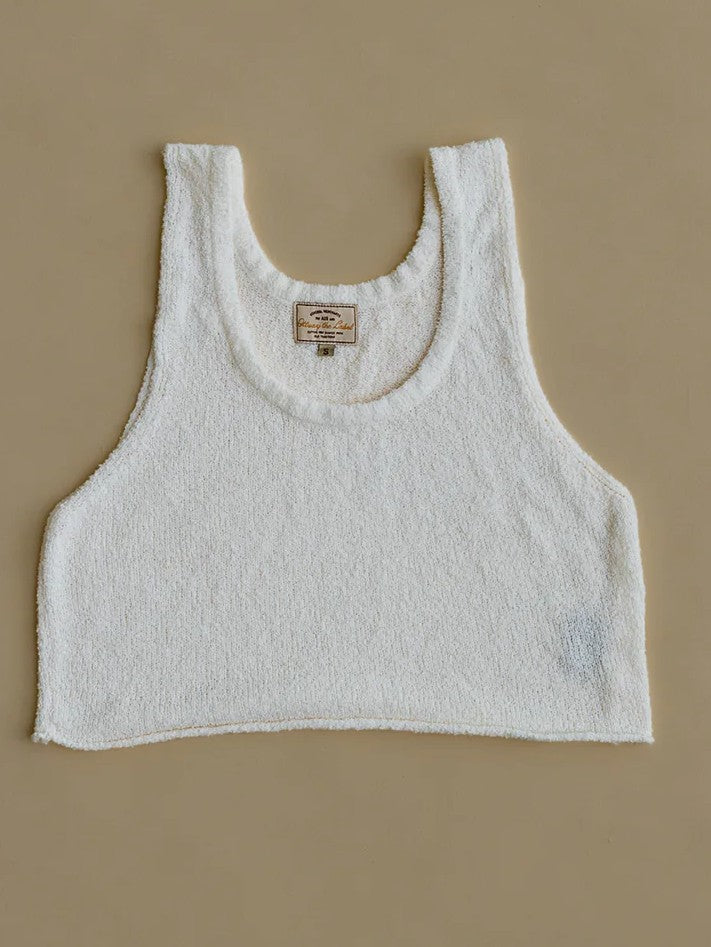 Maya - White Textured Rib Knit Tank / Ottway