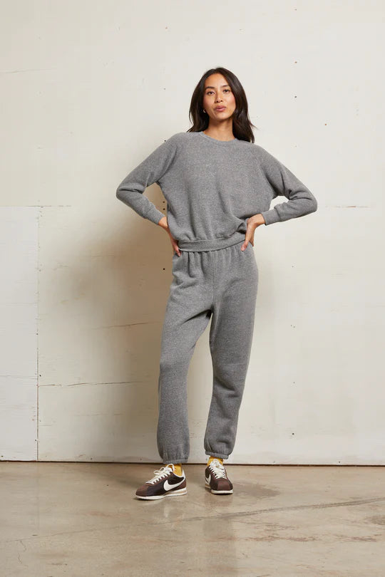 Stevie Sweatpants - Dark Heather Gray - Perfect White Tee