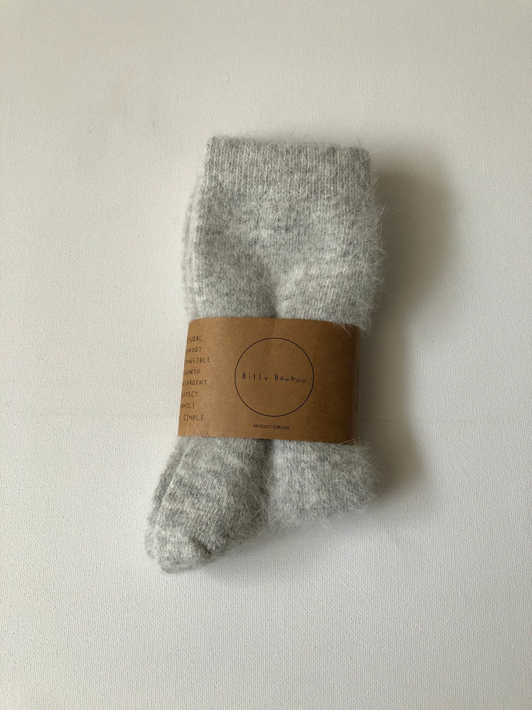 Fluffy Angora Socks - Light Gray or Oat