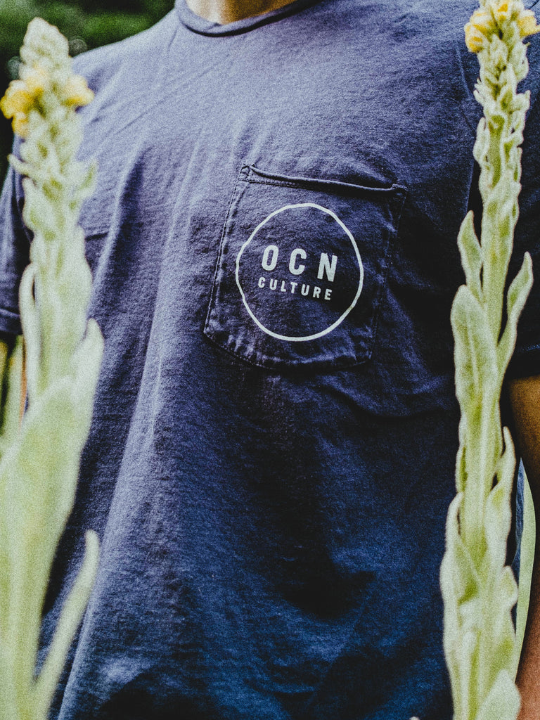 Organic Raw Pocket T-Shirt - Dark Navy /  OCN Culture Legacy Logo