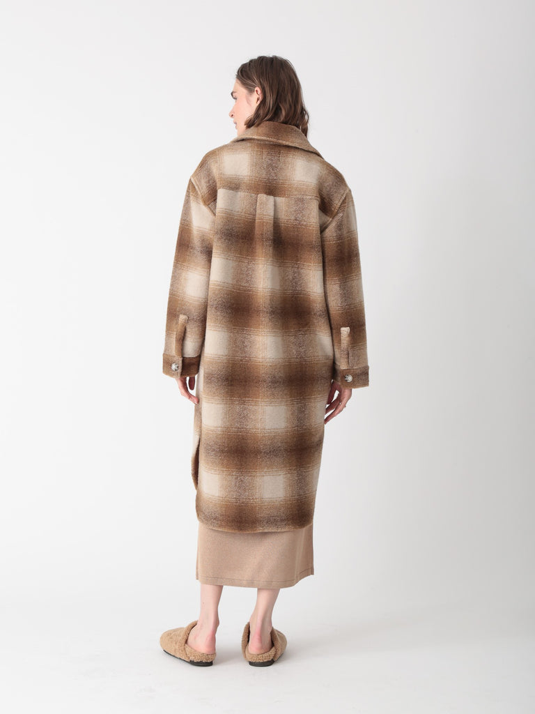 Brooklyn Coat-Plaid Sand/Cocoa  - by Electric Rosen