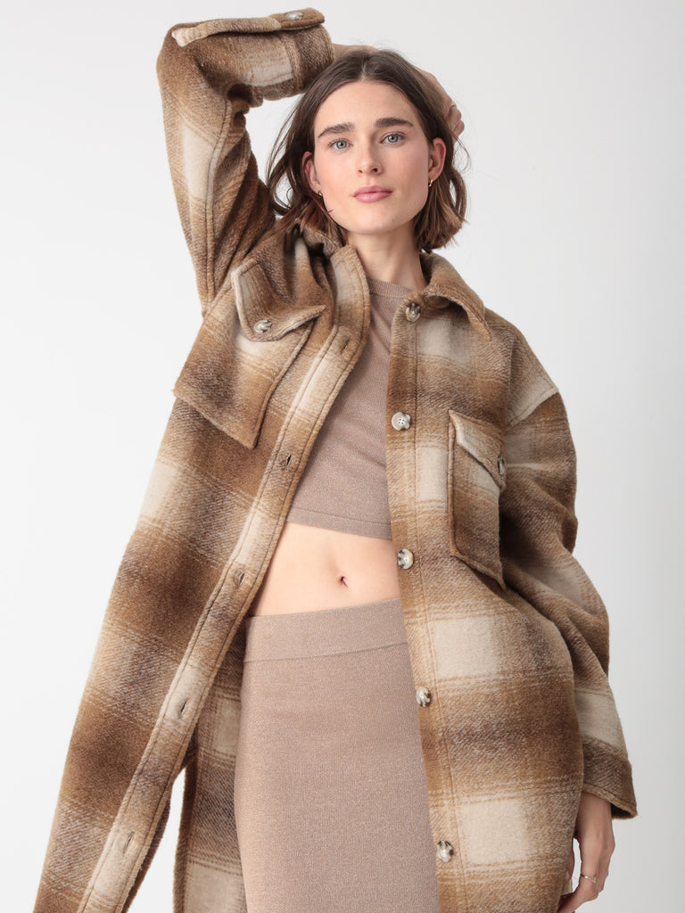 Brooklyn Coat-Plaid Sand/Cocoa  - by Electric Rosen