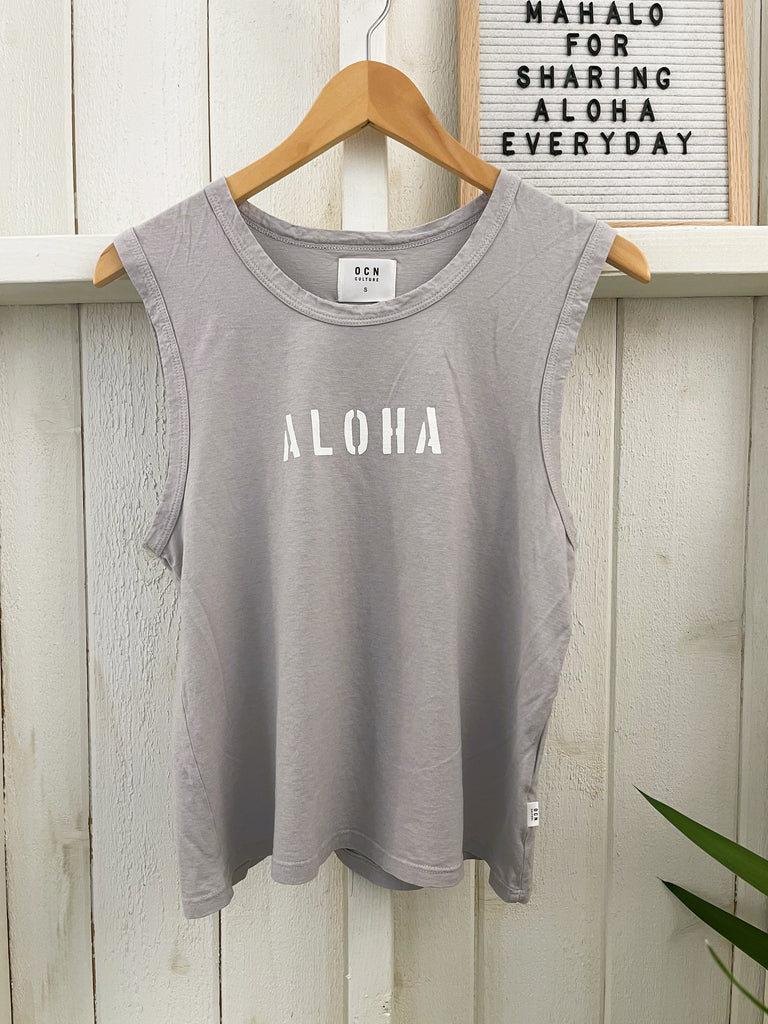 Organic Cotton + Hemp Slub Tank - DOLPHIN GRAY - ALOHA / OCN CULTURE