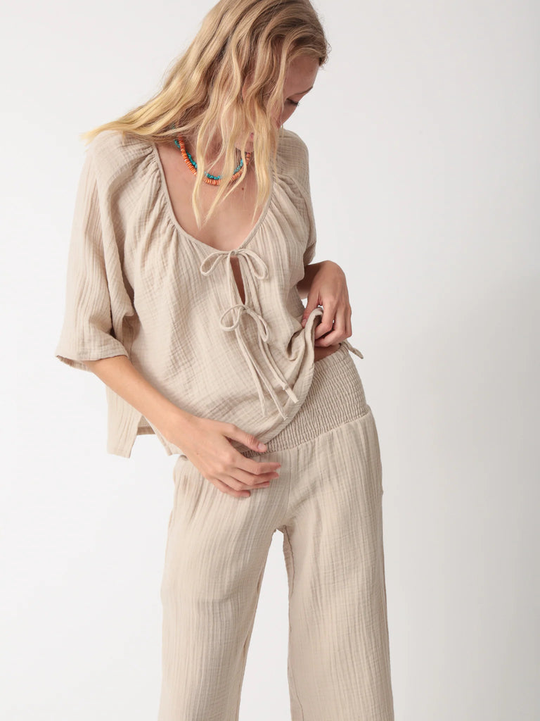 Mindy Gauze Top - Stone - by Electric Rose