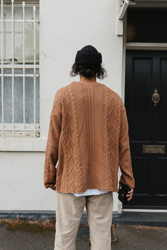 Unisex Rory Cable Knit Sweater - Brown / Ottway