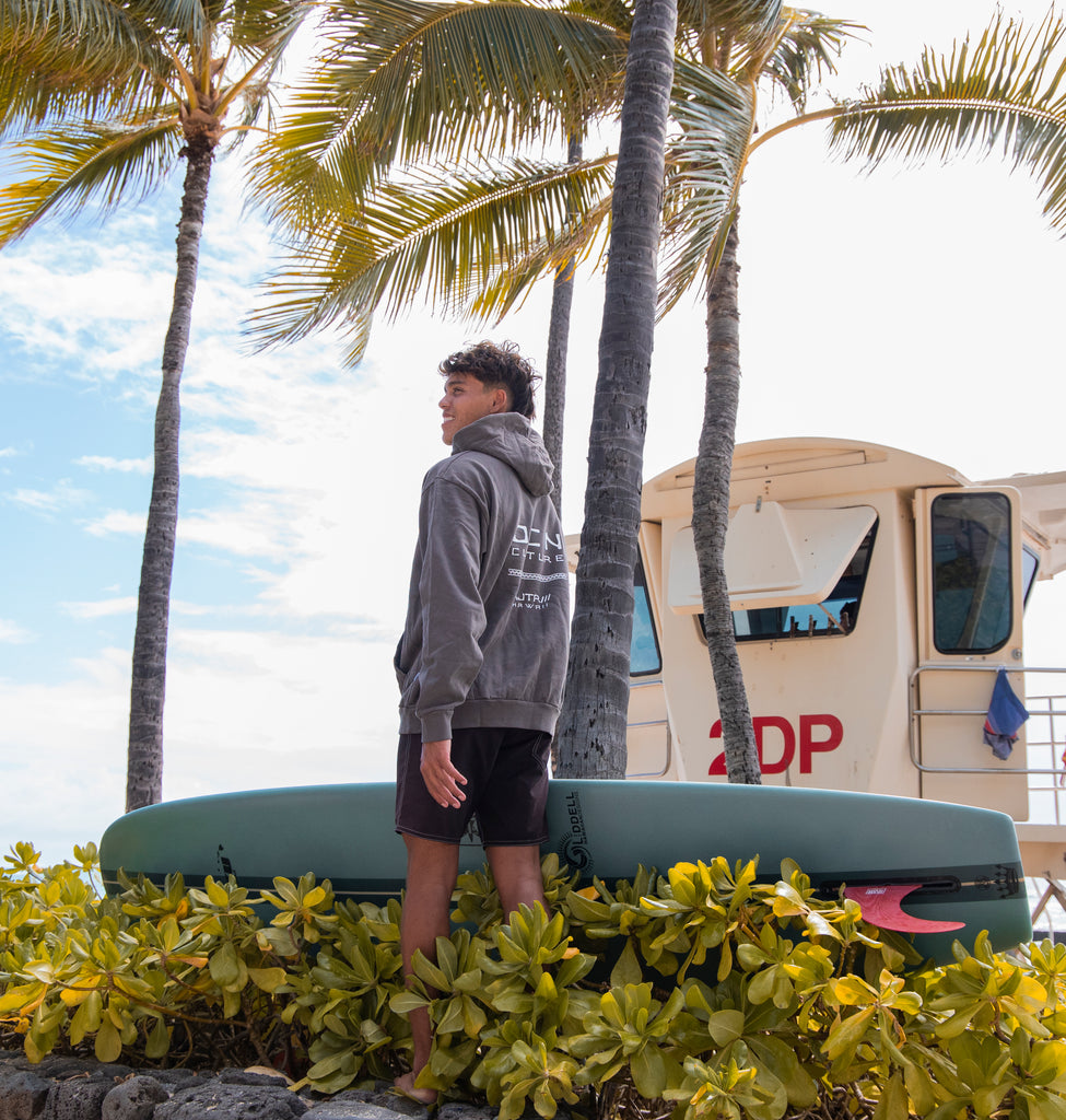 JTR “Hawaii” Organic Hoodie Sweatshirt (UNISEX) - Driftwood Brown / OCN CULTURE