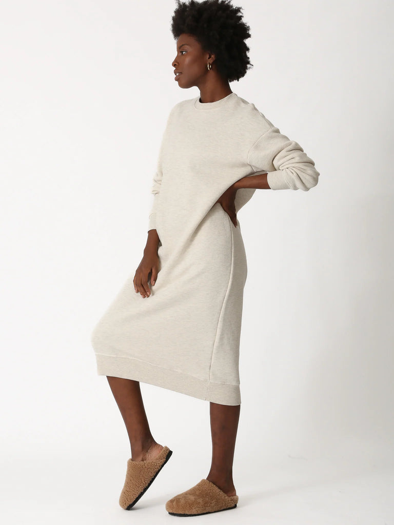 Sawyer Sweatshirt Dress - Oatmeal Heather - by Electric & Rose